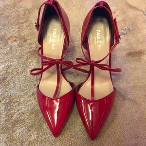 Paule Ka high heals size 7 (37) leather, red , shiny
